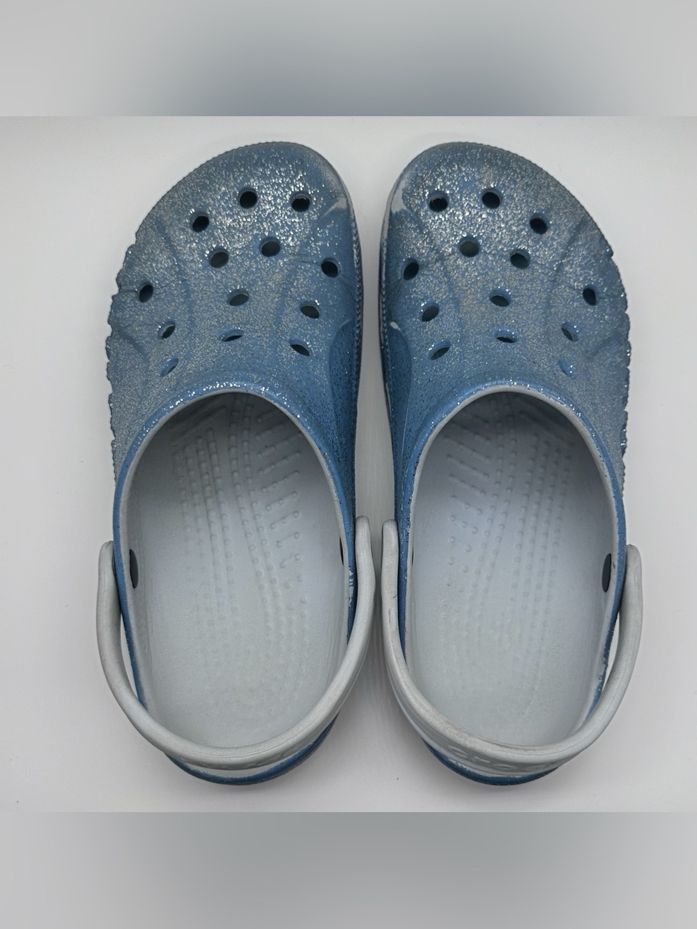 Y2K Crocs Classic Glitter Clogs Blue Sparkle Slip-On Shoes | Women’s Size 10 - Picture 5 of 6